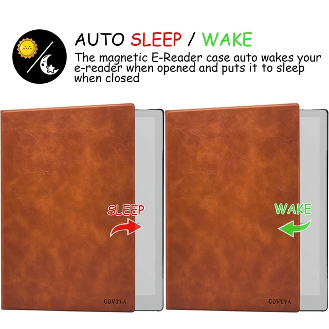Alt view image 10 of 10 - GOVTVA Magnetic Stand Case for Onyx Boox Tablet Go 10.3 (2024 Released) Ultra-Thin Lightweight Leather Cover with Magnetic Pen Buckle, Auto Sleep/Wake, Magnetic Closure (Brown)