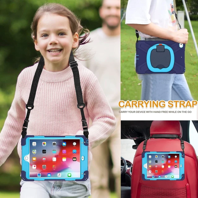 Alt view image 10 of 10 - BRAECN Case for iPad mini 5th/4th Generation-Heavy Duty Full Body Protective Rugged Case with Pencil Holder,Kickstand,Hand Grip,Carrying Holder for iPad mini 5(2019),Mini 4(2015) 7.9 Inch, Navy+Blue