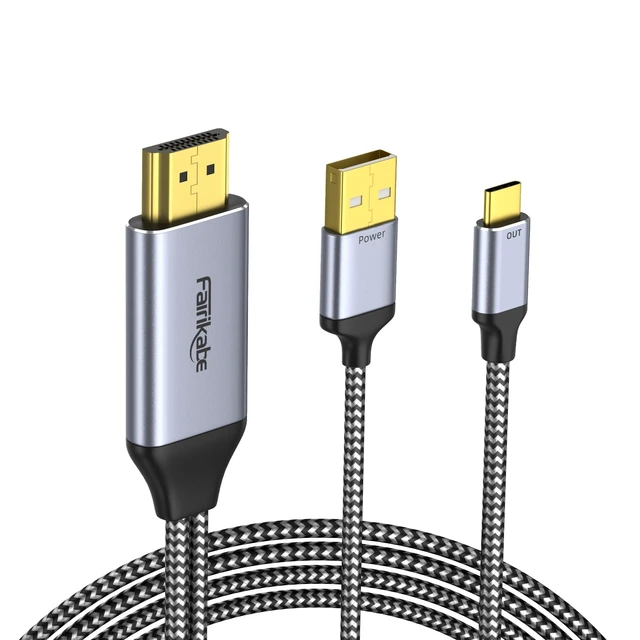 Alt view image 6 of 10 - HDMI to USB C Cable 4K60Hz 10FT, HDMI Source to USB C Monitor Display Adapter, Compatible with Xreal Air, Xreal One, Nreal, RayNeo,Rokid AR Glasses, Steam Deck Dock, PS5, Xbox, Portable Monitor