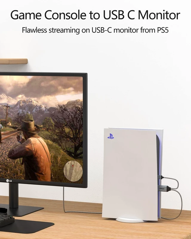Alt view image 9 of 10 - HDMI to USB C Cable 4K60Hz 10FT, HDMI Source to USB C Monitor Display Adapter, Compatible with Xreal Air, Xreal One, Nreal, RayNeo,Rokid AR Glasses, Steam Deck Dock, PS5, Xbox, Portable Monitor