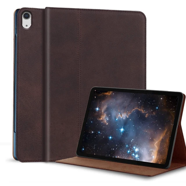 Alt view image 6 of 10 - Gexmil Genuine Leather Case for iPad Air 13 Inch M4/M3/M2 (2026/2025/2024),Premium Leather Smart Folio Cover, Auto Sleep/Wake,Adjustable Stand, Anti-Slip,Sand Dark Brown