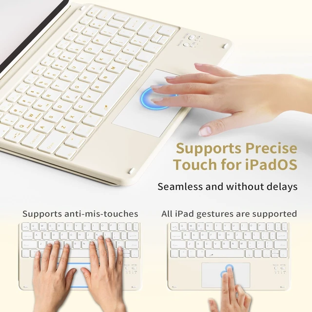 Alt view image 8 of 10 - GKABXY Keyboard Case for iPad Air 11-inch/Air 5th 4th Generation Case - 7 Colors Backlit,Multi-Touch Trackpad, Detachable Keyboard Cover with Pencil Holder for Air 11" M3/M2 (2025/2024) (Cream White)