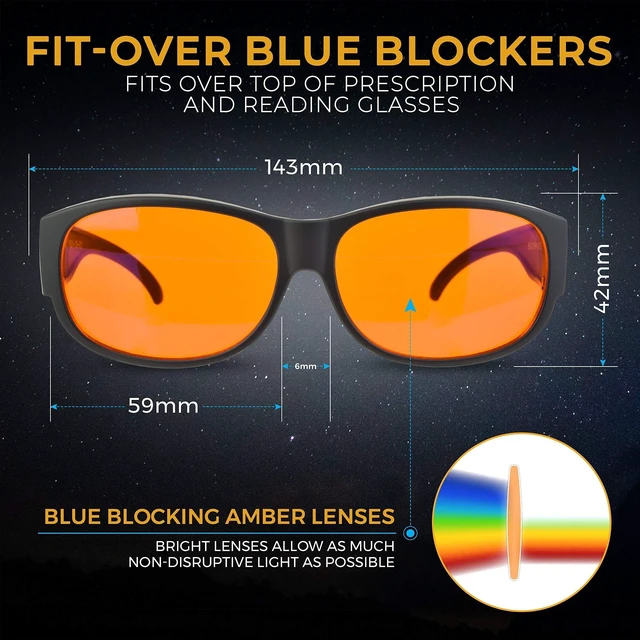 Alt view image 9 of 10 - Spectra479 - Fit Over 99.9% Blue Light Blocking Glasses for Sleep - Amber Nighttime Eyewear - Turn your Prescription & Reading Glasses Into World-Class Blue Blockers