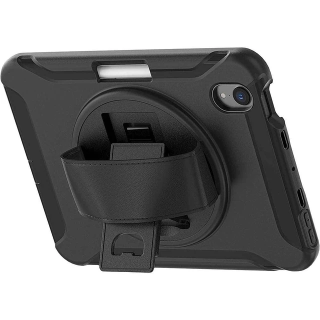 Alt view image 7 of 10 - Sahara - Protection Hand Strap Series Case for iPad Mini (A17 Pro) and iPad Mini (6th Generation 2021), Black, (TB00054)