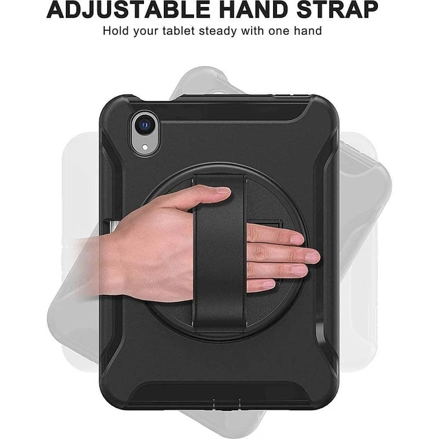Alt view image 9 of 10 - Sahara - Protection Hand Strap Series Case for iPad Mini (A17 Pro) and iPad Mini (6th Generation 2021), Black, (TB00054)