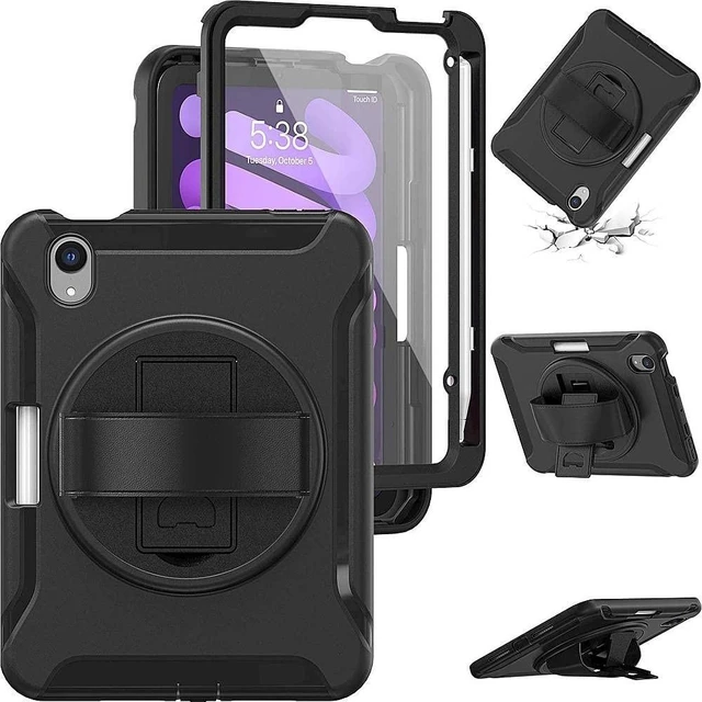 Alt view image 10 of 10 - Sahara - Protection Hand Strap Series Case for iPad Mini (A17 Pro) and iPad Mini (6th Generation 2021), Black, (TB00054)