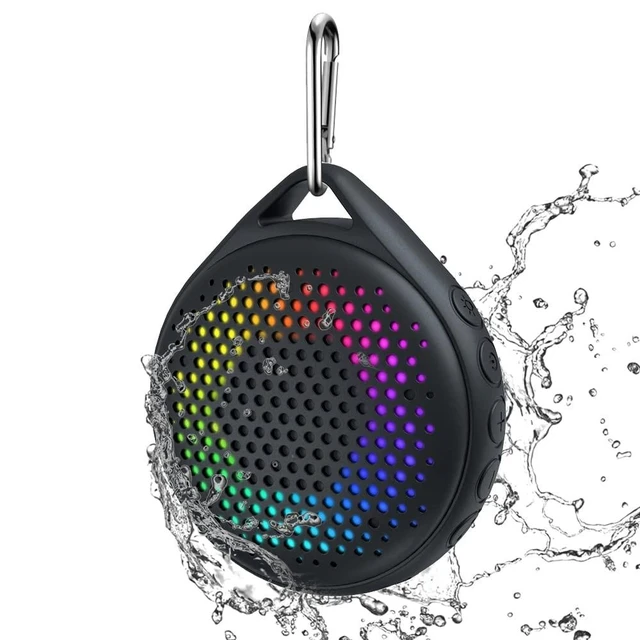 Alt view image 6 of 10 - AVWOO Bluetooth Shower Speaker, IP67 Waterproof with RGB Light, Portable with Hi-Fi Sound and Built-in Mic, Supports TF Card, Wireless for Home, Outdoor, Travel