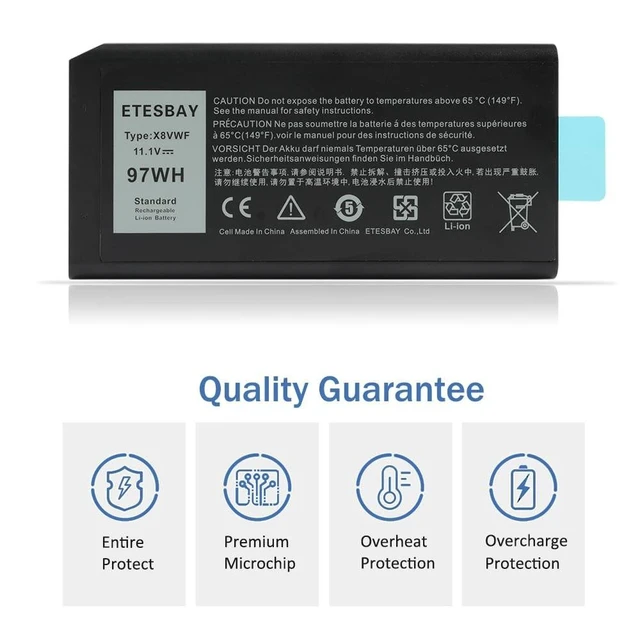 Alt view image 7 of 10 - ETESBAY 4XKN5 Battery Replacement for Dell Latitude 14 Rugged 5404 5414 E5404 Extreme 7404 7414 E7404 Series P45G P46G P46G001 P46G002 CJ2K1 VCWGN YGV51 DKNKD XN4KN XRJDF 453-BBBE 453-BBBD 11.1V