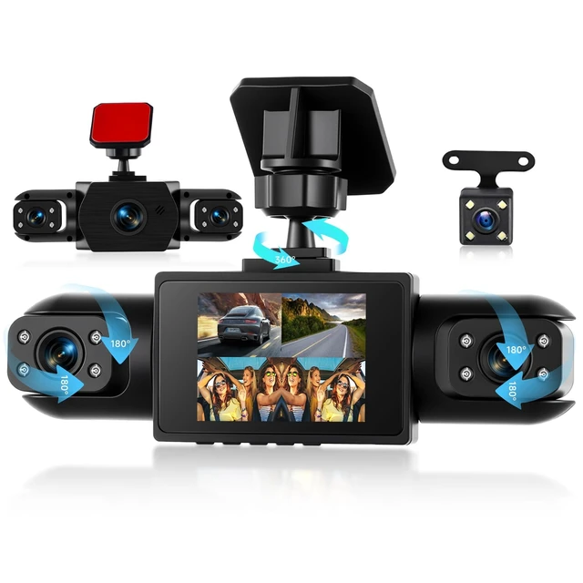 Alt view image 6 of 10 - Orderich 4 Channel 360 Dash Cam Front and Rear Inside Left Right, 2 Inch Dash Camera for Cars, Built-in Night Vision, Sensitive Motion Detection 24/7 Recording Parking Mode Monitor Reversing Help