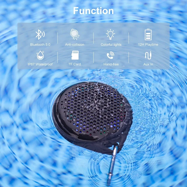Alt view image 7 of 10 - AVWOO Bluetooth Shower Speaker, IP67 Waterproof with RGB Light, Portable with Hi-Fi Sound and Built-in Mic, Supports TF Card, Wireless for Home, Outdoor, Travel