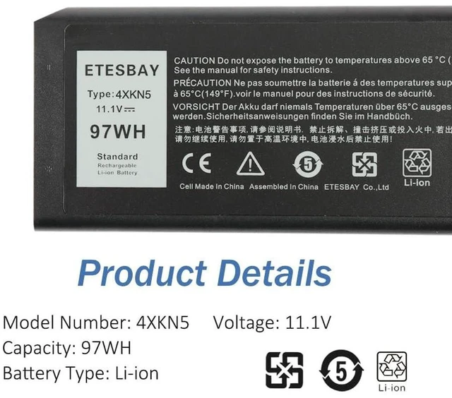 Alt view image 10 of 10 - ETESBAY 4XKN5 Battery Replacement for Dell Latitude 14 Rugged 5404 5414 E5404 Extreme 7404 7414 E7404 Series P45G P46G P46G001 P46G002 CJ2K1 VCWGN YGV51 DKNKD XN4KN XRJDF 453-BBBE 453-BBBD 11.1V