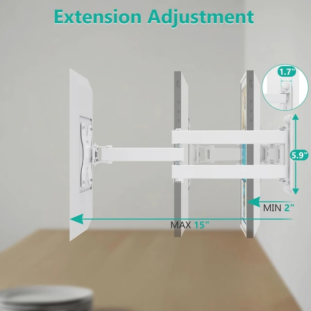 Alt view image 10 of 10 - WALI Wall Mount for Show 21, Show 15, Adjustable Wall Mounting Bracket with Heavy Duty 15 Extension Arm, Rotate Tilt Swivel for Show 21, Show 15, Holds up to 33lbs, White
