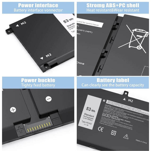 Alt view image 7 of 10 - New 53Wh H5CKD Battery Replacement for Dell Inspiron 5400 5406 7405 7300 7306 7500 7506 2-in-1 Silver 5300 5301 5401 5402 5408 5409 5501 5502 5508 5509 Series Latitude 3410 3510 Vostro 5300 5301