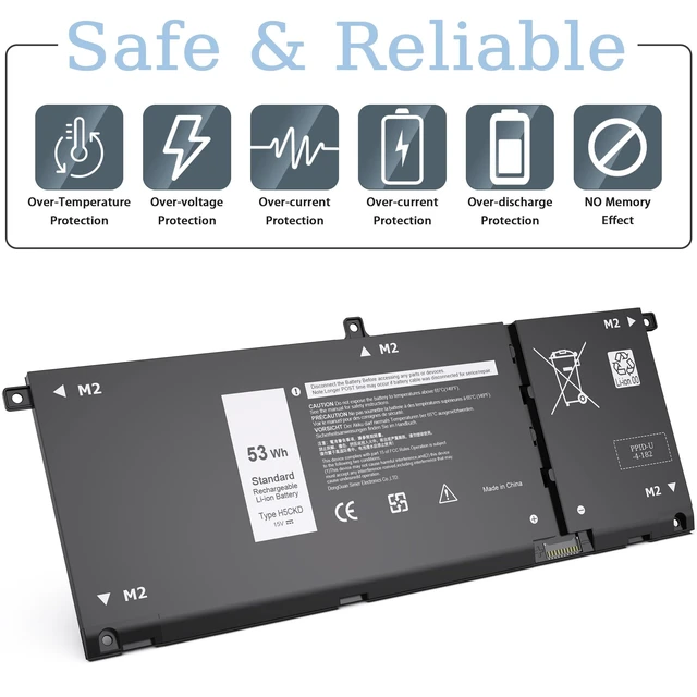 Alt view image 9 of 10 - New 53Wh H5CKD Battery Replacement for Dell Inspiron 5400 5406 7405 7300 7306 7500 7506 2-in-1 Silver 5300 5301 5401 5402 5408 5409 5501 5502 5508 5509 Series Latitude 3410 3510 Vostro 5300 5301