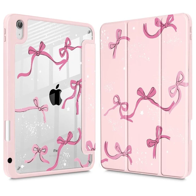Alt view image 6 of 10 - Tuiklol Case for iPad 11 inch (A16 Chip) 2025 Generation 11th / iPad 10.9 inch 2022 10th Gen, Buit in Pencil Holder with Shockproof Cover Clear Transparent Back Shell Auto Wake/Sleep, Bow-Pink