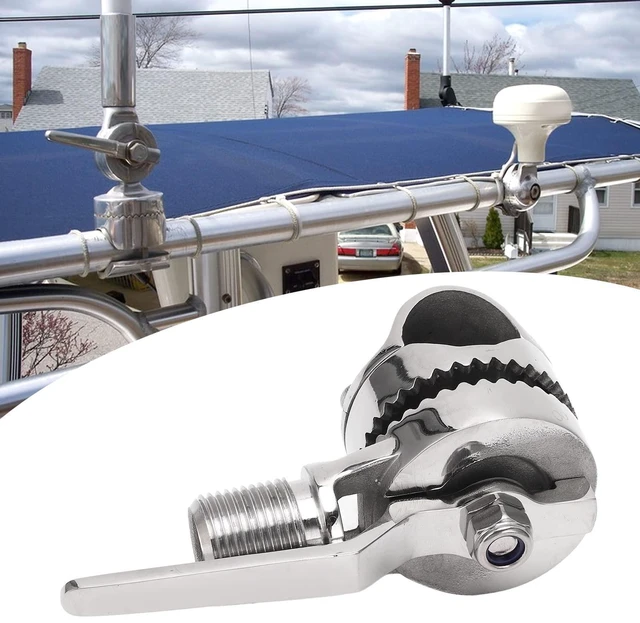 Alt view image 10 of 10 - Marine VHF Antenna Mount Marine VHF Antenna Mount 316 Stainless Steel Adjustable Ratchet Mount for 7/8 to 1in Rails