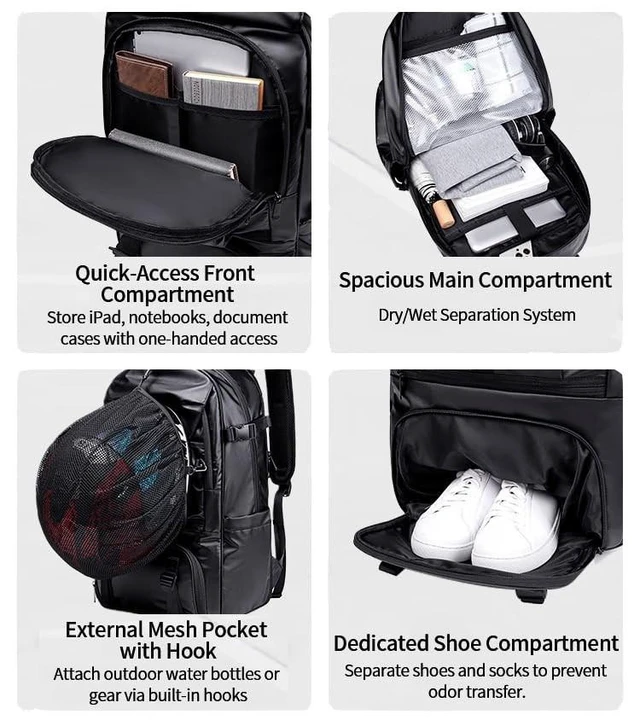 Alt view image 10 of 10 - CedurithFlux Sports Backpack 50L to 80L Expandable Mutifunction Flight Approved Backpacks 17.3 inch Laptop bags Water Resistant Business Sports BackPack for Women & Men