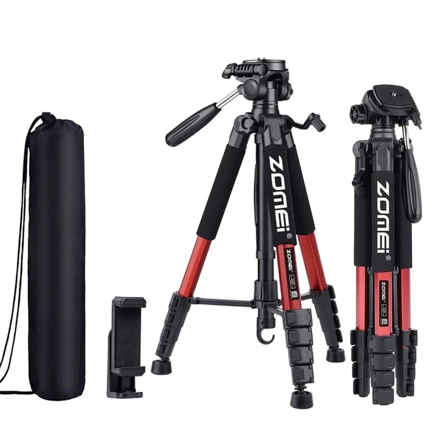 Alt view image 6 of 10 - Camera Tripod, 74" Tripod for Camera Stand, Heavy Duty Tripod with Travel Bag for Projectors, Lasers, DSLR, Webcam, Aluminum Phone Tripod for Video Recording Photo Vlogging(Red)