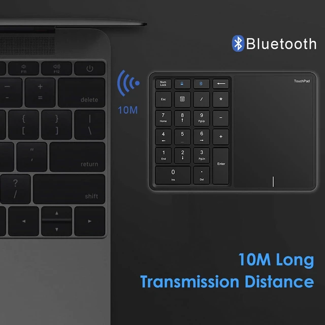 Alt view image 9 of 10 - Sanpyl Numeric Keypad, 2.4G Bluetooth Number Pad Type C Numpad Keypad with Touchpad, Bluetooth 2.4G Dual Mode Laptop Keypad, for PC Desktop, Laptop, Notebook Computer(Grey)