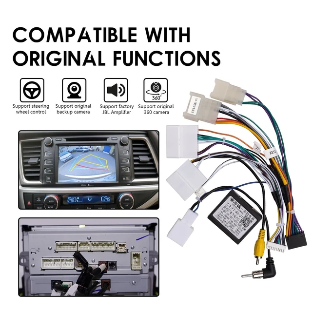 Alt view image 8 of 10 - ViaBecs 16PIN Car Radio Wiring Harness for Toyota Corolla RAV4 Camry 4Runner Tundra Highlander 2014-2018, Aftermarket Stereo Wire Harness with CANBUS Adapter Support JBL Amp, Backup Camera, SWC