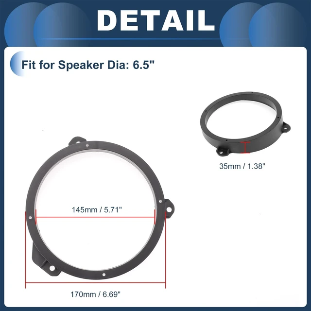 Alt view image 10 of 10 - INFINAUTO Speaker Spacer Ring Tweeter Speaker Spacer Adaptor for 6.5" for Subaru Impreza 2014-2020 ABS Black Waterproof