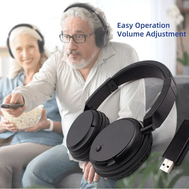 Alt view image 8 of 10 - Nightwooolf Wireless Bluetooth TV Headphones for Seniors, Wireless TV Headset with USB Transmitter, Lightweight and Comfortable Over Ear Headphone, Up to 30 Hours Battery Life, Lossless Audio (Black)