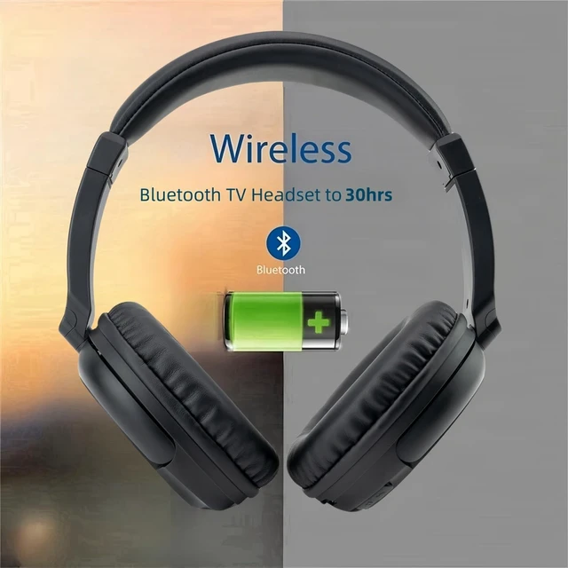 Alt view image 10 of 10 - Nightwooolf Wireless Bluetooth TV Headphones for Seniors, Wireless TV Headset with USB Transmitter, Lightweight and Comfortable Over Ear Headphone, Up to 30 Hours Battery Life, Lossless Audio (Black)