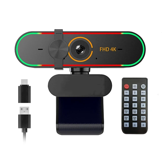Alt view image 6 of 10 - Rujcloud 4k Webcam for DELL/HP/ASUS/Alienware/Samsung/Acer/MSI/Lenovo PC,with Microphone and Remote,Privacy Cover,Plug&Play,PDAF,for Zoom/Skype/Teams Meet,Conferencing and Video