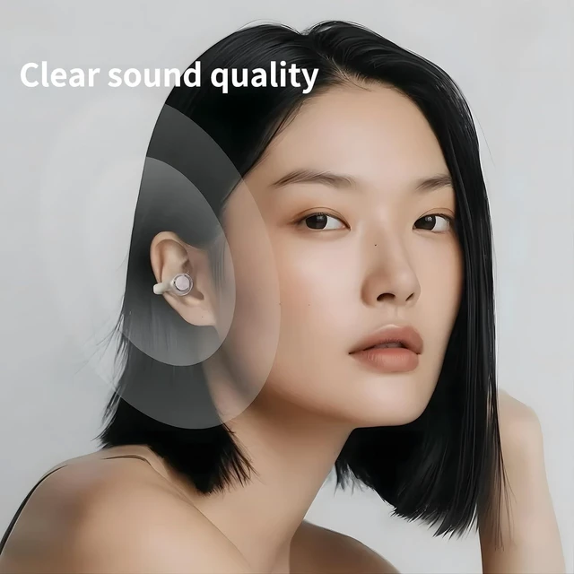 Alt view image 8 of 10 - HDKKE Upgraded Open Ear Earbuds Clip-On Earbuds Comfortable fit & Crystal-Clear Sound, 80H Playtime Bluetooth 5.4 Wireless Headphones for Women Ideal for SmallEars,Sports,Workouts,Champagne Gold