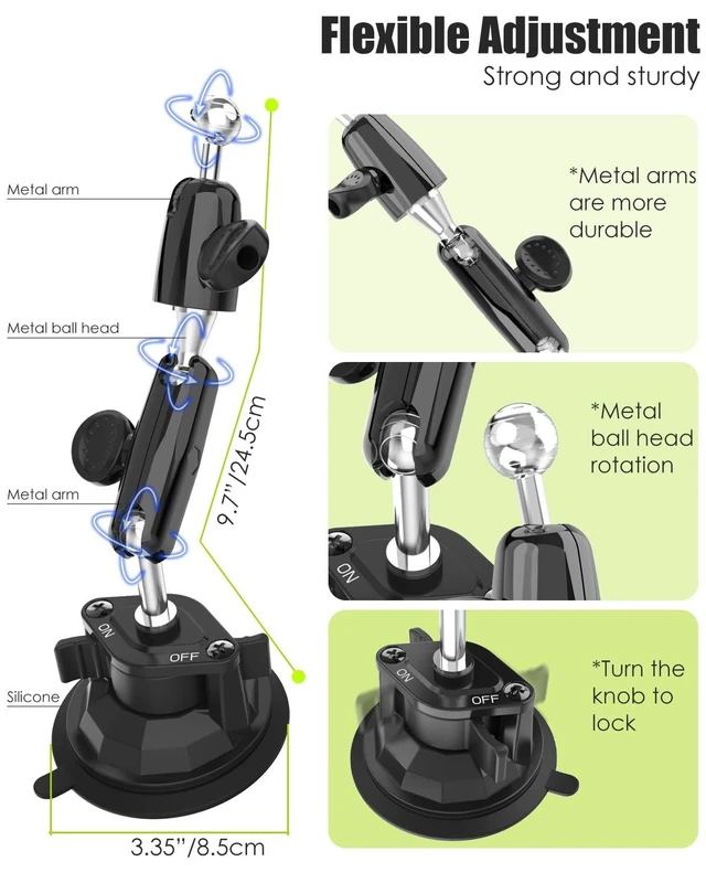 Alt view image 8 of 10 - Charchendo Tablet Holder for Car Truck SUV Dashboard Windshield, Strong Suction Cup Tablet Phone Mount with 7.5" Metal Arm 360 Rotation Fits iPad Pro 13/12.9/Air/Mini, Galaxy Z Fold, 4-13" Devices
