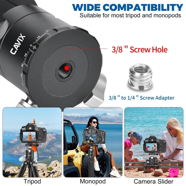 Alt view image 9 of 10 - CAVIX 44mm Tripod Ball Head, 360Panoramic Ball Head Tripod Head, 18kg(39.68lbs) Load Capacity, with 1/4" Arca-Swiss Quick Release Plate for Tripod Monopod Slider DSLR Camera Camcorder