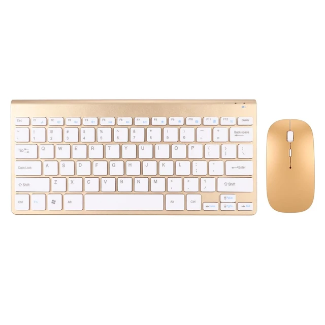 Alt view image 6 of 10 - VBESTLIFE Keyboard and Mouse Combo, 2.4 Ghz USB Receiver, Ultra Slim Quiet Keyboard and Mouse Set for Office, with LED Indicator for PC Laptop (Gold),
