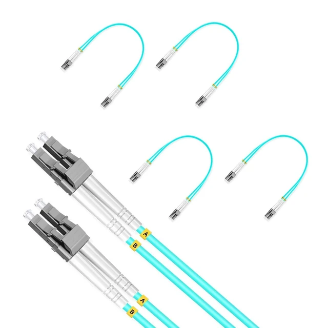 Alt view image 6 of 10 - Lebrudos 5Pcs 0.3 Meter Multi-Mode Fiber Optic Patch Cord LC UPC to LC UPC Duplex, Fiber Cable Jumper OM3 50/125m, 850nm/1300nm LSZH 3.0mm