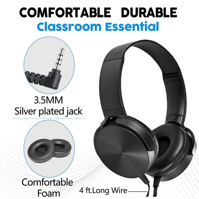 Alt view image 8 of 10 - Yoley Classroom Headphones Bulk 10 Pack,Students On Ear Headsets,Comfy Swivel Earphones for Computer,School,Library,Airplane,for Online Learning and Travel,Premium Stereo Sound 3.5mm Jack (Black)