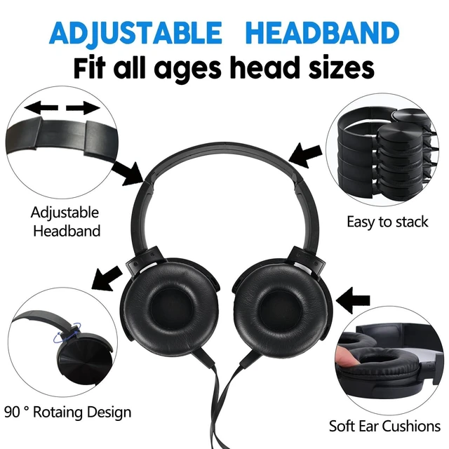 Alt view image 7 of 10 - Yoley Classroom Headphones Bulk 10 Pack,Students On Ear Headsets,Comfy Swivel Earphones for Computer,School,Library,Airplane,for Online Learning and Travel,Premium Stereo Sound 3.5mm Jack (Black)
