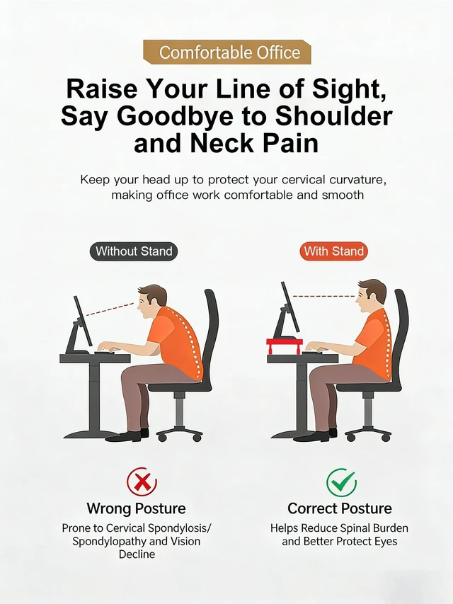 Alt view image 10 of 10 - PLENTY MORE Adjustable Ergonomic Monitor Stand with Spacious Storage Shelf - Heavy-Duty Steel for Home Office & Gaming, Reduces Neck/Back Strain, Elevates Screens to Eye Level
