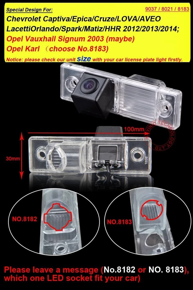 Alt view image 7 of 10 - Vehicle License Plate Backup Camera, Rear View Camera with 8 LED, 170 Viewing Angle Night Vision Car Camera for Chevrolet Captiva/Epica/Cruze/LOVA/Aveo/LacettiOrlando/Spark/Matiz/HHR