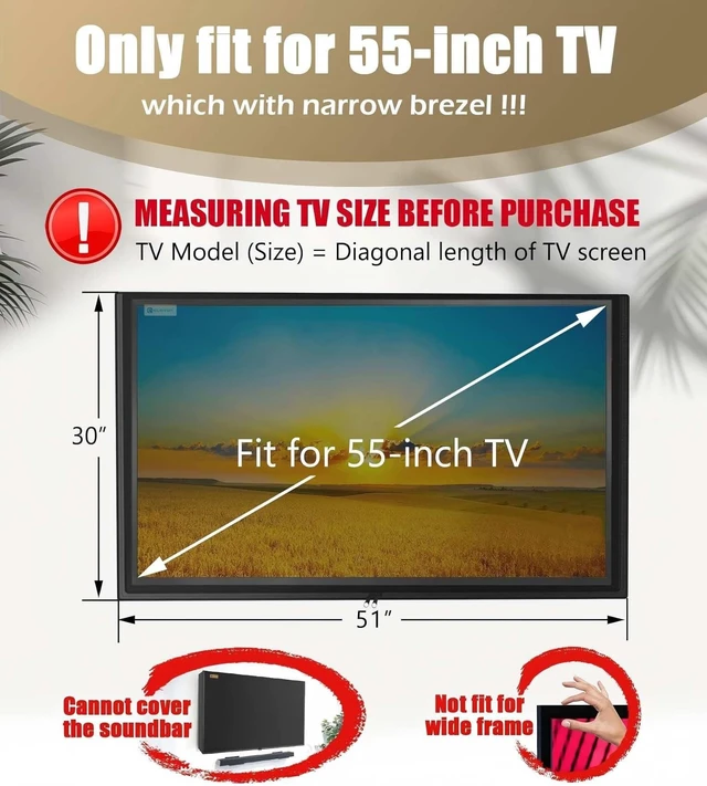 Alt view image 7 of 10 - IC ICLOVER Outdoor TV Cover 52-55 inch, 600D Heavy Duty Waterproof TV Protector with 3 Sides Full Zipper, Fits up to 51" W30" H, Weatherproof Outside Television Covers Enclosure for Flat Screen TVs