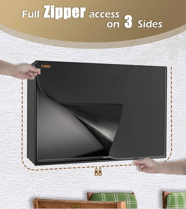 Alt view image 9 of 10 - IC ICLOVER Outdoor TV Cover 52-55 inch, 600D Heavy Duty Waterproof TV Protector with 3 Sides Full Zipper, Fits up to 51" W30" H, Weatherproof Outside Television Covers Enclosure for Flat Screen TVs