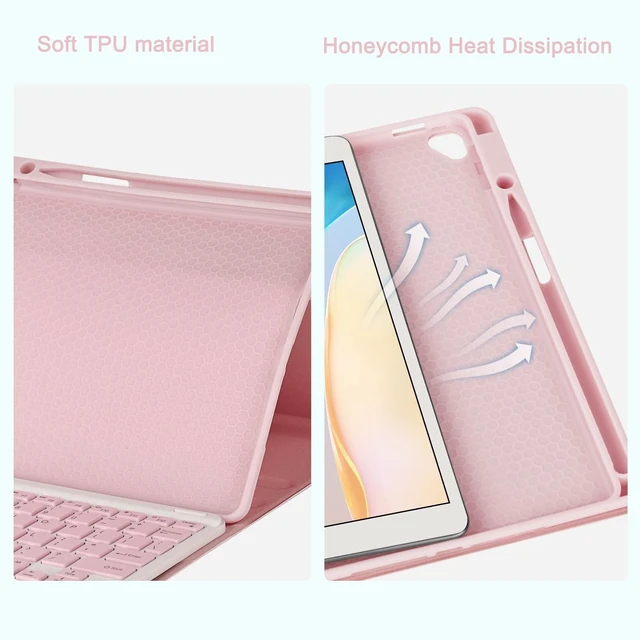 Alt view image 10 of 10 - Eisuiyi Keyboard Case for iPad 10.2" 7th/8th/9th gen, Compatible with iPad Air3/Pro10.5, Detachable Touchpad BT Keyboard, Magentic Protective Cover with Pencil Holder, Pink