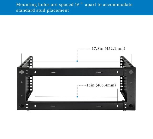 Alt view image 9 of 10 - RackPath 4U Wall Mount Network Rack - Patch Panel Bracket for Server and Network Equipment 11.25 inch Deep Heavy Duty 150lbs Capacity