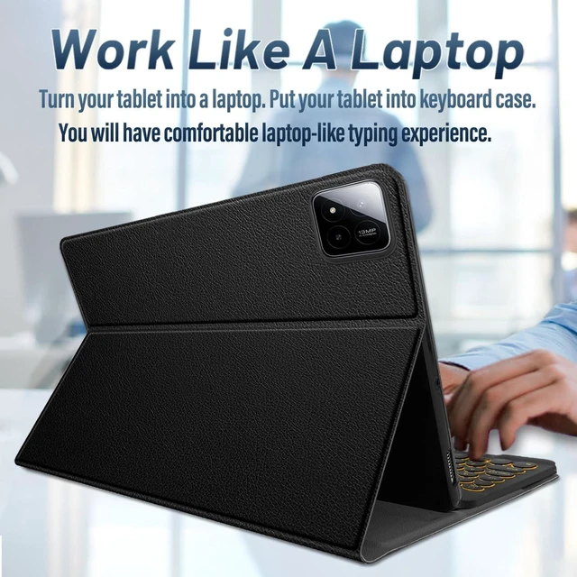Alt view image 8 of 10 - Backlit Keyboard Case for Xiaomi Mi Pad 7/7 Pro 11.2 Inch 2024 with Screen Protector, Wineecy 7 Colors Light Detachable Wireless Keyboard & PU Folio Cover Case for 11.2 Xiaomi Mi Pad 7/7 Pro