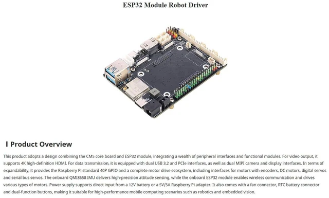 Alt view image 9 of 10 - High-Performance Motor Driver Board & Robotics Controller for Compute Module 5, with ESP32, 4K HDMI, USB 3.2, MIPI (200 chars)