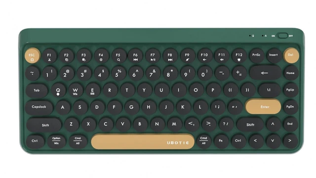 Alt view image 6 of 10 - UBOTIE Portable Bluetooth Colorful Computer Keyboards, Wireless Mini Compact Retro Typewriter Flexible 84Keys Design Keyboard