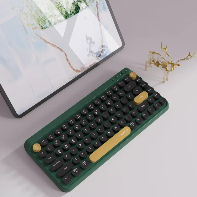 Alt view image 7 of 10 - UBOTIE Portable Bluetooth Colorful Computer Keyboards, Wireless Mini Compact Retro Typewriter Flexible 84Keys Design Keyboard