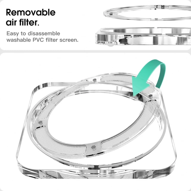 Alt view image 8 of 10 - HEWYIOS Transparent Acrylic mac Studio Stand, Built in Detachable air Filter Suitable for Mac Studio M2 Max, M2 Ultra, M1 Max, M1 Ultra AccessoriesCooling Desktop Bracket Mount
