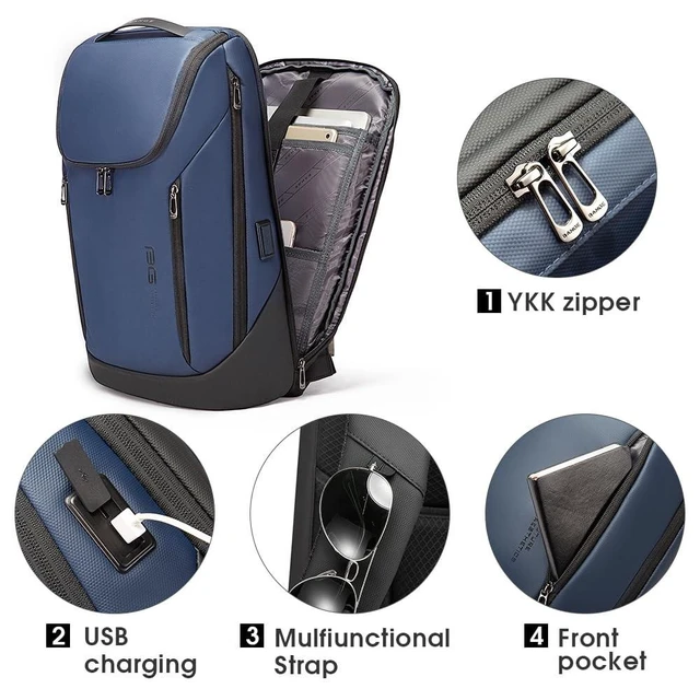 Alt view image 8 of 10 - BANGE Business Smart Backpack Waterproof fit 15.6 Inch Laptop Backpack with USB Charging Port,Travel Durable Backpack