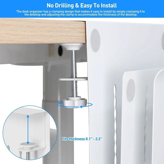 Alt view image 7 of 10 - MAXECHO Desk Side Storage, Under Desk Laptop Mount, Table Side Hanging File Organizer, No Drill Clamp On Cable Management Tray, Laptop Holder with Magnetic Pen Holder for Office and Home, Load 22 Lbs