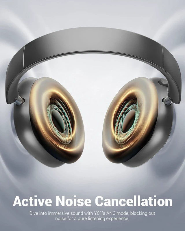 Alt view image 8 of 10 - Wentronic Y01 Wireless Noise Canceling Headphones Bluetooth 5.3 Over Ear Headphones with Microphone, Hi-Res Audio, 48H Playtime, Foldable Comfortable Earpads,Compatible with iOS,Android,PC, Space Grey