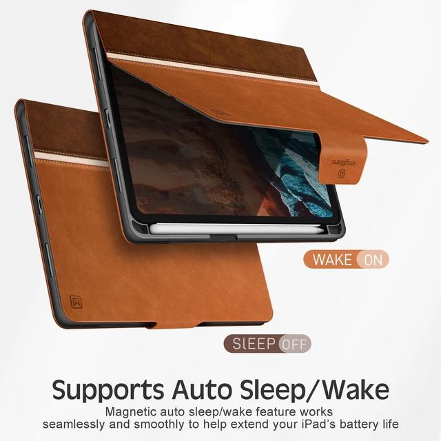 Alt view image 10 of 10 - KingBlanc Case for iPad mini 7 (A17 Pro), iPad mini 7th/6th Generation (2024/2021, 8.3 inch) with Pencil Holder, Vegan Leather Stand Cover, Auto Sleep/Wake, Adjustable Viewing/Drawing Angle, Brown